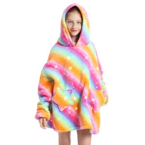 Pijama para Niños Buzo Infantil Con Capucha Manta Corderito Multicolor Arcoiris