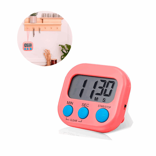 Timer Digital de Cocina Temporizador Multifuncional con Alarma Fuerte y Pantalla LCD Grande