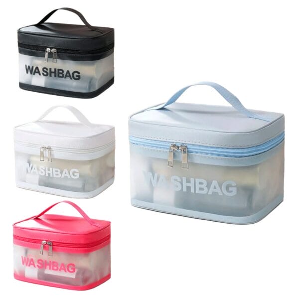 Washbag Neceser Cuadrado Con Tapa y Manija Transparente - Organizador de Valija Versátil